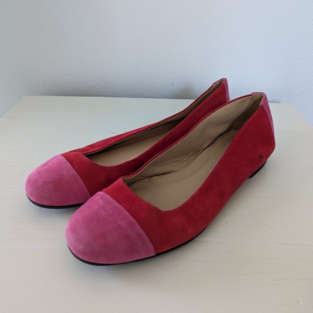 Russell & Bromley Italian Suede Red/Pink Flats, 8.5
